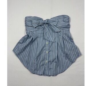 Coastal Boho Free People Striped Bow Strapless Top Womens XS Blue White